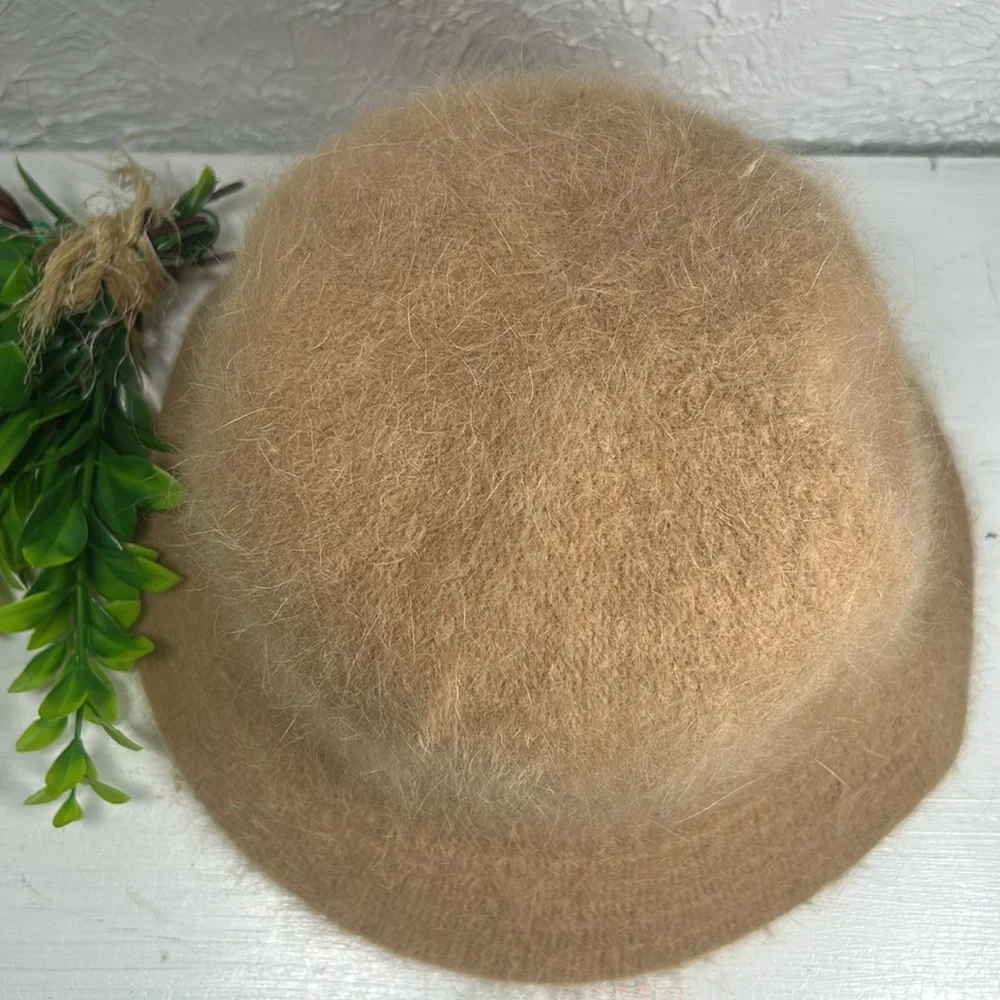 Angora/Nylon Bucket Fuzzy Cozy Hat Cozy Tan Fuzzy Angora Blend Wide Rim Hat - Picture 3 of 10